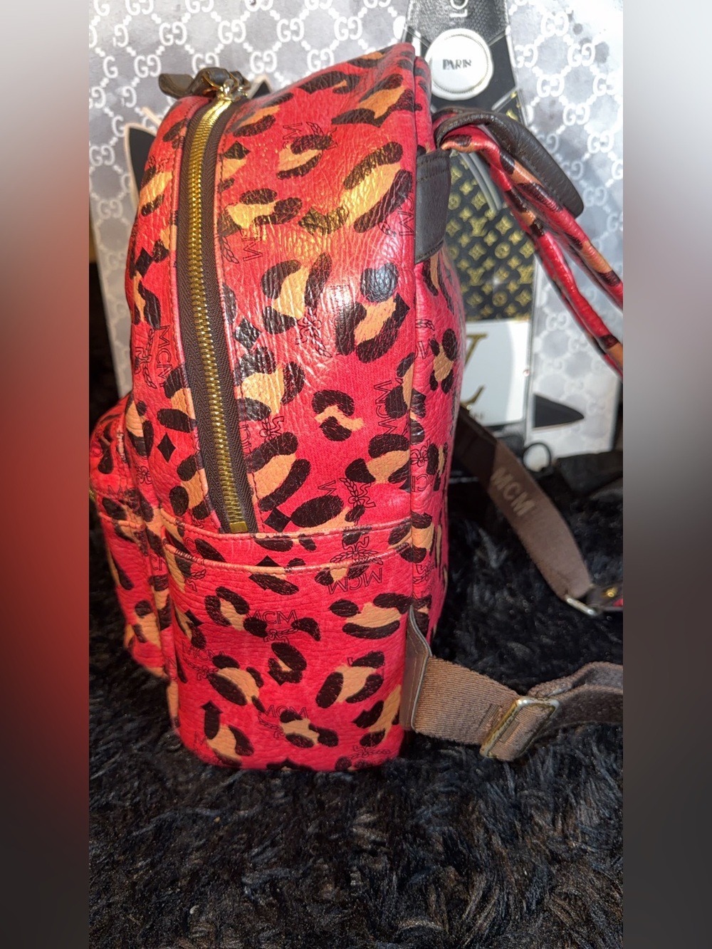 MCM Leopard Print Leather Mini Backpack - Picture 11 of 13